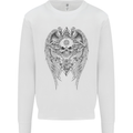 Skull Wings Viking Gothic  Wings Gym Biker Mens Sweatshirt Jumper White