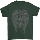 Skull Wings Viking Gothic  Wings Gym Biker Mens T-Shirt Cotton Gildan Forest Green