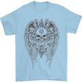 Skull Wings Viking Gothic  Wings Gym Biker Mens T-Shirt Cotton Gildan Light Blue