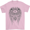Skull Wings Viking Gothic  Wings Gym Biker Mens T-Shirt Cotton Gildan Light Pink