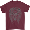 Skull Wings Viking Gothic  Wings Gym Biker Mens T-Shirt Cotton Gildan Maroon