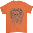 Skull Wings Viking Gothic  Wings Gym Biker Mens T-Shirt Cotton Gildan Orange