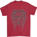 Skull Wings Viking Gothic  Wings Gym Biker Mens T-Shirt Cotton Gildan Red