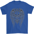 Skull Wings Viking Gothic  Wings Gym Biker Mens T-Shirt Cotton Gildan Royal Blue