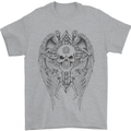 Skull Wings Viking Gothic  Wings Gym Biker Mens T-Shirt Cotton Gildan Sports Grey