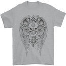 Skull Wings Viking Gothic  Wings Gym Biker Mens T-Shirt Cotton Gildan Sports Grey