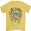 Skull Wings Viking Gothic  Wings Gym Biker Mens T-Shirt Cotton Gildan Yellow