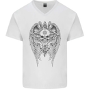 Skull Wings Viking Gothic  Wings Gym Biker Mens V-Neck Cotton T-Shirt White