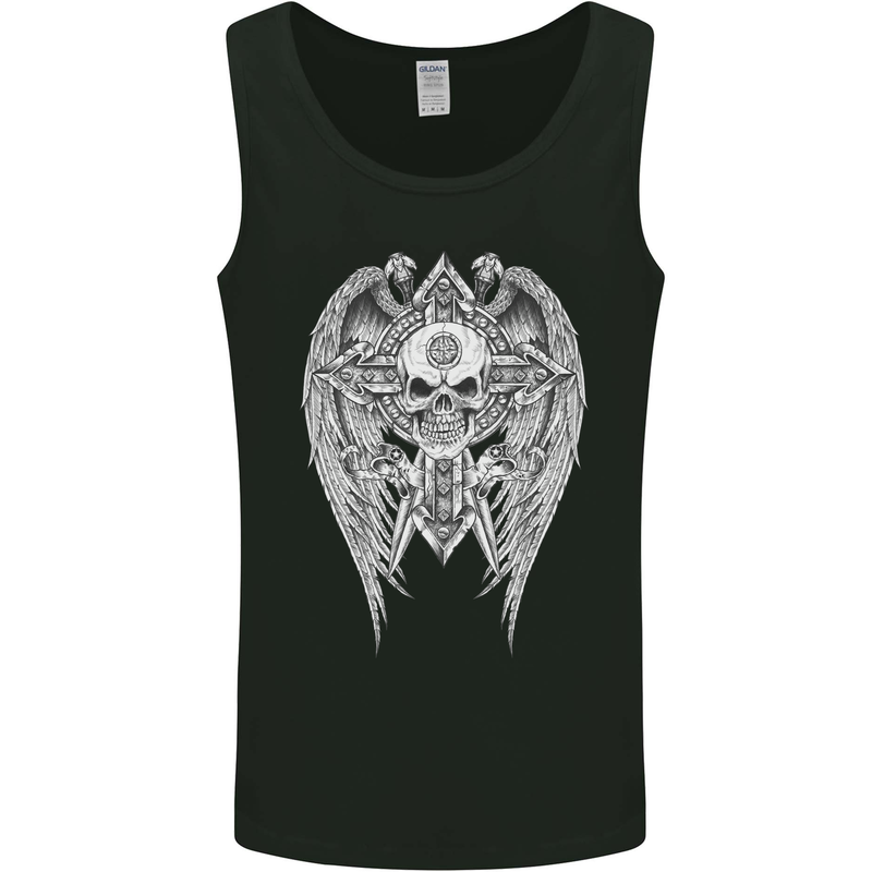 Skull Wings Viking Gothic  Wings Gym Biker Mens Vest Tank Top Black