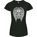 Skull Wings Viking Gothic  Wings Gym Biker Womens Petite Cut T-Shirt Black