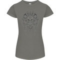 Skull Wings Viking Gothic  Wings Gym Biker Womens Petite Cut T-Shirt Charcoal