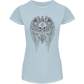 Skull Wings Viking Gothic  Wings Gym Biker Womens Petite Cut T-Shirt Light Blue