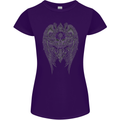 Skull Wings Viking Gothic  Wings Gym Biker Womens Petite Cut T-Shirt Purple
