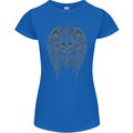 Skull Wings Viking Gothic  Wings Gym Biker Womens Petite Cut T-Shirt Royal Blue