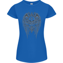 Skull Wings Viking Gothic  Wings Gym Biker Womens Petite Cut T-Shirt Royal Blue