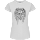 Skull Wings Viking Gothic  Wings Gym Biker Womens Petite Cut T-Shirt White