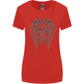Skull Wings Viking Gothic  Wings Gym Biker Womens Wider Cut T-Shirt Red