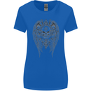 Skull Wings Viking Gothic  Wings Gym Biker Womens Wider Cut T-Shirt Royal Blue