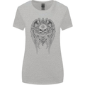 Skull Wings Viking Gothic  Wings Gym Biker Womens Wider Cut T-Shirt Sports Grey