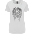 Skull Wings Viking Gothic  Wings Gym Biker Womens Wider Cut T-Shirt White