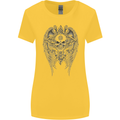 Skull Wings Viking Gothic  Wings Gym Biker Womens Wider Cut T-Shirt Yellow