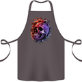 Skull With Spider Flowers and Spider Cotton Apron 100% Organic Dark Grey
