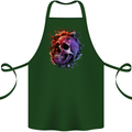 Skull With Spider Flowers and Spider Cotton Apron 100% Organic Forest Green