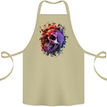 Skull With Spider Flowers and Spider Cotton Apron 100% Organic Khaki