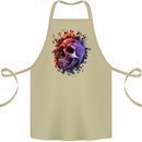 Skull With Spider Flowers and Spider Cotton Apron 100% Organic Khaki
