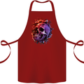 Skull With Spider Flowers and Spider Cotton Apron 100% Organic Maroon