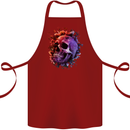 Skull With Spider Flowers and Spider Cotton Apron 100% Organic Maroon