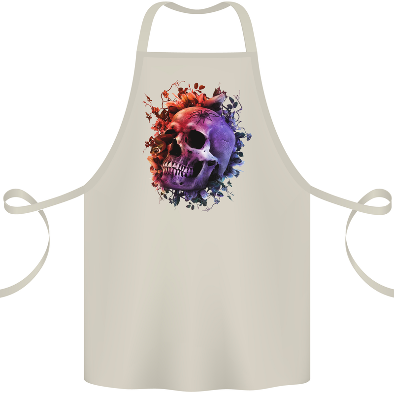 Skull With Spider Flowers and Spider Cotton Apron 100% Organic Natural