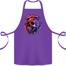 Skull With Spider Flowers and Spider Cotton Apron 100% Organic Purple