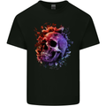 Skull With Spider Flowers and Spider Kids T-Shirt Childrens Black