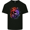 Skull With Spider Flowers and Spider Kids T-Shirt Childrens Black