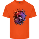 Skull With Spider Flowers and Spider Kids T-Shirt Childrens Orange