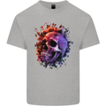 Skull With Spider Flowers and Spider Kids T-Shirt Childrens Sports Grey