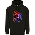 Skull With Spider Flowers and Spider Mens 80% Cotton Hoodie Black