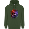 Skull With Spider Flowers and Spider Mens 80% Cotton Hoodie Forest Green