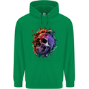 Skull With Spider Flowers and Spider Mens 80% Cotton Hoodie Irish Green