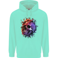 Skull With Spider Flowers and Spider Mens 80% Cotton Hoodie Peppermint