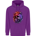 Skull With Spider Flowers and Spider Mens 80% Cotton Hoodie Purple