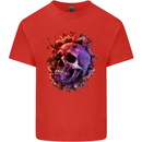 Skull With Spider Flowers and Spider Mens Cotton T-Shirt Tee Top Red