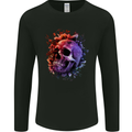 Skull With Spider Flowers and Spider Mens Long Sleeve T-Shirt Black