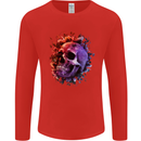 Skull With Spider Flowers and Spider Mens Long Sleeve T-Shirt Red