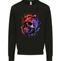 Skull With Spider Flowers and Spider Mens Sweatshirt Jumper Black