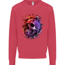 Skull With Spider Flowers and Spider Mens Sweatshirt Jumper Heliconia