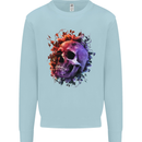 Skull With Spider Flowers and Spider Mens Sweatshirt Jumper Light Blue