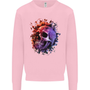 Skull With Spider Flowers and Spider Mens Sweatshirt Jumper Light Pink