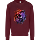 Skull With Spider Flowers and Spider Mens Sweatshirt Jumper Maroon